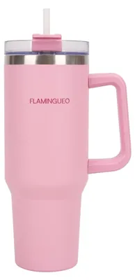 Isolierbecher 1,18 l Edelstahl mit Strohhalm und Henkel