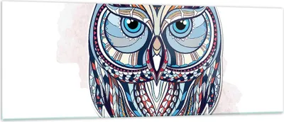 Produktbild von Bilder auf glas - Owl aztekische Tierwelt Grafik - 140x50cm - Glasbilder - Wandbilder - Kunstdruck - zum Aufhängen bereit - Wanddekoration aus Glas - Glas Bilder - Wandbild auf Glas - GAB140x50-3086