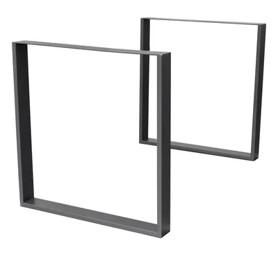 Produktbild von ECD Germany 2x Tischbeine / Tischkufen aus Vierkantprofilen, 60x72 cm, Anthrazit, pulverbeschichtete Stahl, Industriedesign, DIY Metall Tischgestell