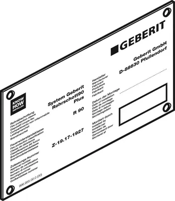 Produktbild von Geberit 241896001 Hinweisschild zu Rohrschott90 Plus