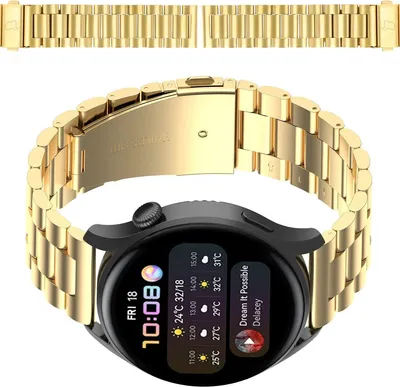 Produktbild von Edelstahl Armband für Smartwatch, Bizon Strap Watch Aura, QuickRelease 20 mm, Golden