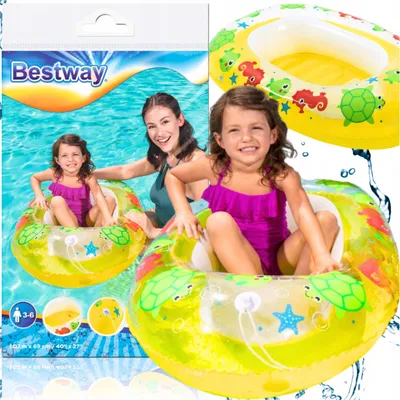 Obrázek produktu pro Nafukovací kolo na vodu pro děti Turtle Pontoon BESTWAY Safe 102x69 cm