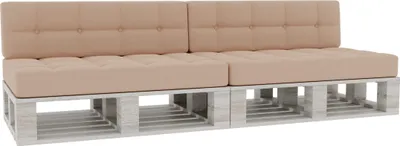 Produktbild von Palettenkissen, Palettenauflagen Sitzkissen Rückenlehne Gesteppt PFG 2xSet (Sitzkissen 120x80 +Rückenlehne 120x40), Beige)
