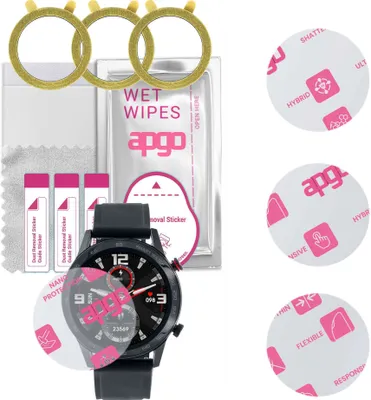 Produktbild von apgo 3 Stück Schutzglas, klar, kompatibel mit Watchmark Fashionwatch WDT95 Smartwatch, Hybrid 8H, Ersatz für Hartglas, Displayschutzglas, Bildschirmschutz, Displayschutz, kratzfest