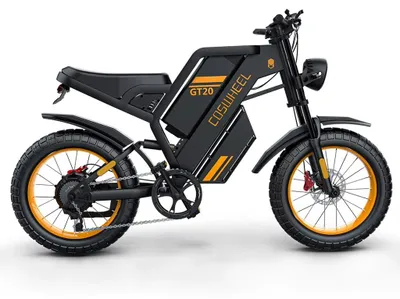 Imagen del producto de Bicicleta eléctrica GT20, modelo todoterreno - Motor de 1500W - Batería de litio de 48V y 25Ah - Neumáticos "fatbike" de 50,8 cm y 7 velocidades - Suspensión completa - Frenos de disco hidráulicos - Color negro