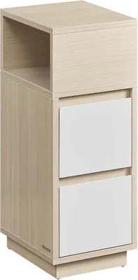 Productafbeelding van Modern nachtkastje, smalle bijzettafel met 2 lades - Beige/Wit