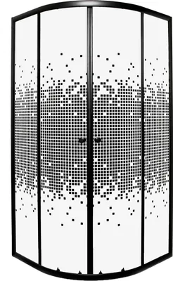 Produktbild von Kerra Pixel 90x90 Black Duschkabine ohne Duschwanne, 4mm, ESG Sicherheitsglas, schwarz Profile, transparent mit Dekor