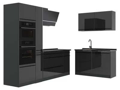 Imagen del producto de Cocina esquinera Vicco R-Line Antracita alto brillo/Antracita 230 x 120 cm sin encimera, Model 66708