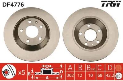 Produktbild von TRW Bremsscheiben (2 Stück) Hinterachse DF4776