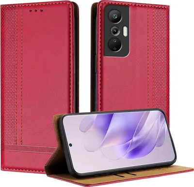Produktbild von Handyhülle für Infinix Hot 20S / Hot 20 Pro Leder Flip Klappbare Schutzhülle mit Standfunktion Rot