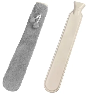 Produktbild von Wärmflasche Wärmeflasche Körnerkissen - Langform - 1 Liter - Plüschbezug - Grau