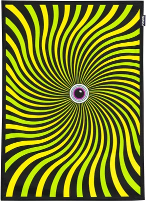 Image de PSYWORK - Affiche en tissu néon pour lumière noire « Psy Waves Green », 0,5 x 0,7 m