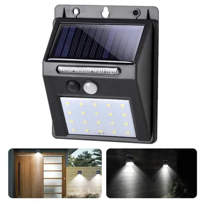 Zdjęcie produktu dla Salcar LED lampy solarne lampy solarne na zewnątrz z czujnikiem ruchu lampa ścienna lampa ogrodowa zewnętrzna 3 tryby wodoodporna lampa ścienna