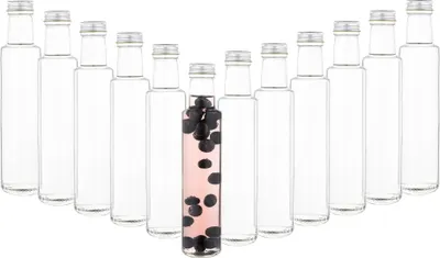 Produktbild von zestaw 12 szklanych butelek Dorica 250 ml + zakrętka srebrna Wypełnienie ocet olej syrop piwo likier