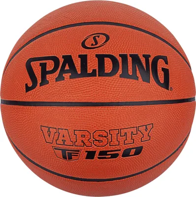 A Spalding basketball is shown against a white background.