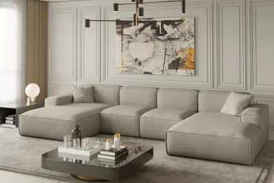 Produktbild von Wohnlandschaft U-Form CELES XS in Stoff Opera Velvet Beige