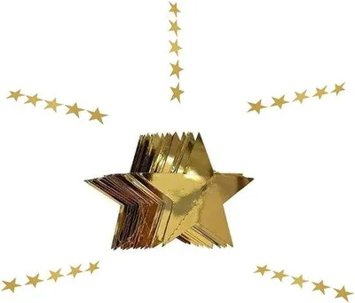 Productafbeelding van 50 glinsterende sterren, uitgestanst, dubbelzijdig, gouden decoratie