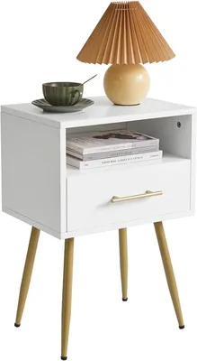 Produktbild von Nachttischchen – Beistelltisch – Schlafzimmerorganisation – Zwei Ebenen – 29 x 39 x 57 cm – Weiß
