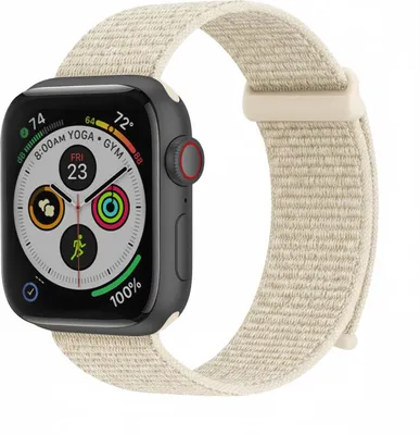 Produktbild von Smartwatch Armband für Apple Watch SE 2 44mm Nylon Textil Band Ersatzband Wechselband Klettverschluss flexibel atmungsaktiv Beige