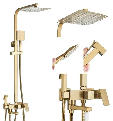 Immagine prodotto di Set di rubinetteria per doccia, comando termostatico, design contemporaneo, 8 pollici, oro spazzolato