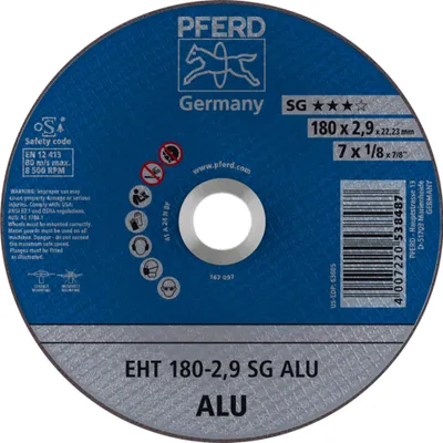 Produktbild von PFERD 61326323, Schneidedisk, Aluminium, Nicht-eisenhaltiges Metall, 18 cm, Jede Marke, Flache Mitte, 2,22 cm