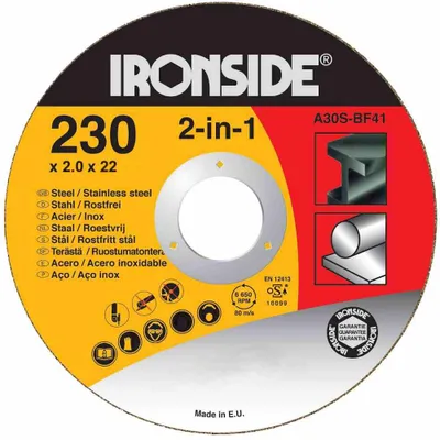 Produktbild von Ironside 241-420 Trennscheibe 230x2,0x22mm für Stahl + Inox, grau