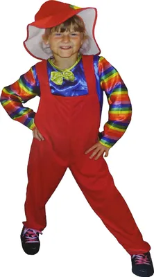 Produktbild von Kinder Clownkostüm (Oberteil, Latzhose und Hut) Größe: 122-128