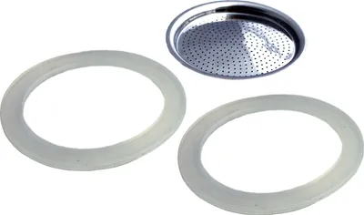 Produktbild von 2 Dichtungsringe/ 1 Filter für 16140 zu Art.-Nr. 16140 Espressokocher EMILIO, 2 Tassen