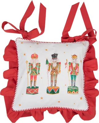 Produktbild von Clayre & Eef Kissenbezug für Stuhl 40x40 cm Weiß Rot Baumwolle Nussknacker