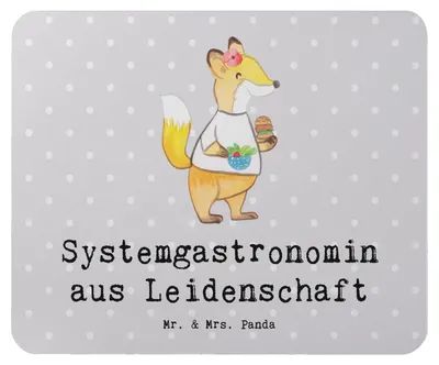 Produktbild von Mr. & Mrs. Panda Mauspad Systemgastronomin Leidenschaft - Grau Pastell - Geschenk, computer, Mousepad, Mouse Pad, computermatte, mousematte