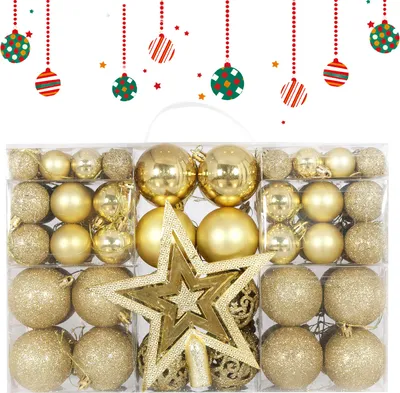 Immagine prodotto di Baubles natalizi 100 pezzi decorazioni natalizie in plastica Decorazioni natalizie, oro