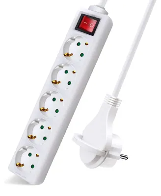 Produktbild von EXTRASTAR Steckdosenleiste mit 5 Steckdosen und Schalter, Kabel 1,5 m, Flachstec