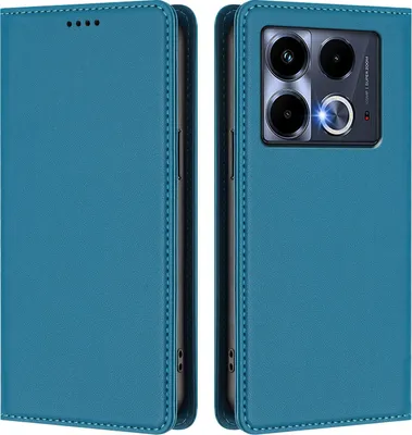 Obrázek produktu pro Kožené pouzdro pro Infinix Note 40 4G, magnetické flipové pouzdro zPolyuretankůže se stojánkem Jezerní modrá