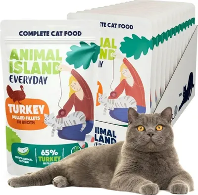 Immagine prodotto di ISOLA DEGLI ANIMALI Everyday Petto di tacchino in brodo - cibo umido per gatti - 12 x 85g
