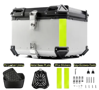 Produktbild von Motorrad Top-Case, Robustes Aluminiumgehäuse, Universelle Kompatibilität, 55L-Silber