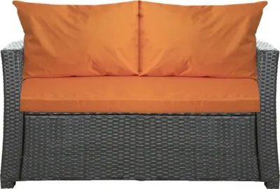 Immagine prodotto di Cuscini per divano da giardino - Arancione| Seduta 110x60x7, schienale 2*56x50| Cuscino per seduta| Seduta per 2 persone| Cuscino in rattan per divano