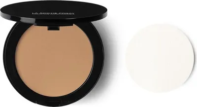 A compact makeup powder and its applicator are shown on a white background.