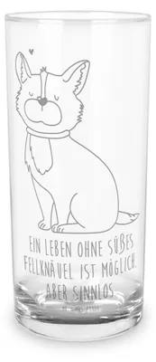 Produktbild von Mr. & Mrs. Panda Cocktailglas Hund Glück 400 ml - Transparent - Geschenk, Trinkglas, Corgie, Sprüche, Glas, Spruch, glücklich, Tumbler, Wasserglas, Liebe