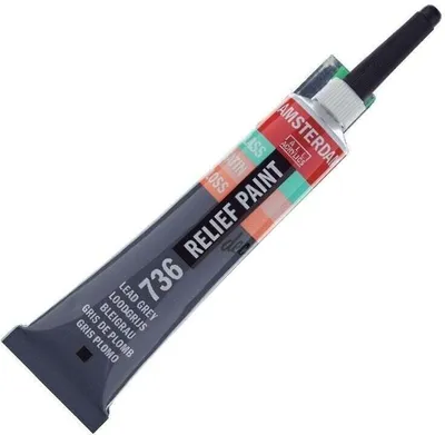 Obrázek produktu pro Amsterdam Relief Paint Barva na sklo 20 ml Lead Grey