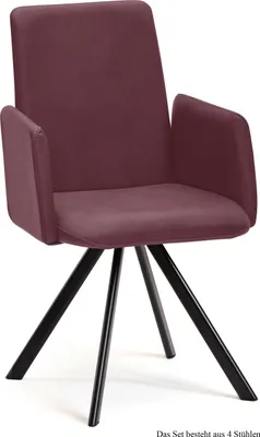 Produktbild von Armlehnstuhl drehbar (4er-Set) Denys 52x92x60 Schwarz/Marsala