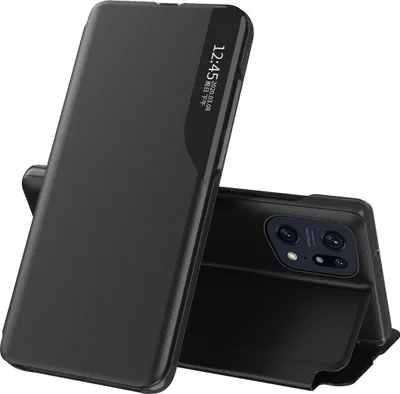 Produktbild von Hülle für OPPO Find X5 Smart View Fenster Flip Stand Cover Kunstleder Schutzhülle Schwarz