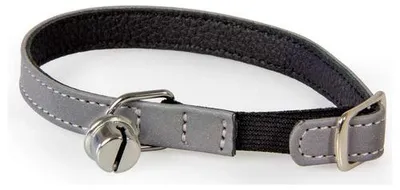 Produktbild von Das Lederband Katzenhalsband mit Gummizug Silver reflective/Black