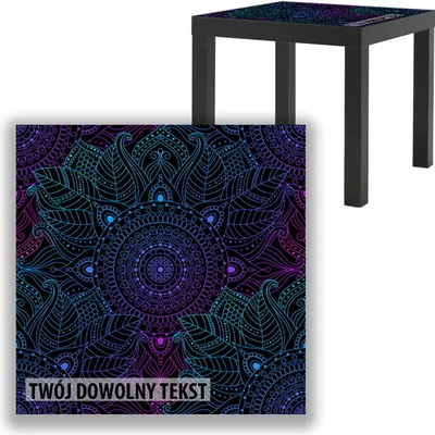 Zdjęcie produktu dla BLAT SZKLANY IKEA LACK Mandala z Twoim napisem 55x55cm 027b