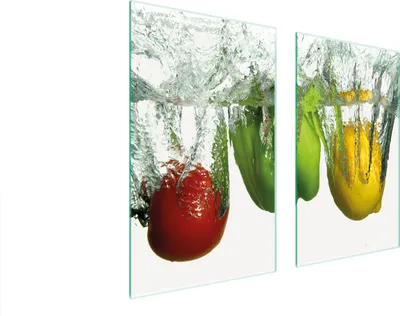 Produktbild von Herdabdeckplatten 2 teilig 75x52 Glaskeramikkochfeld Abdeckung Glas Schneidebrett Pfeffer Gemüs
