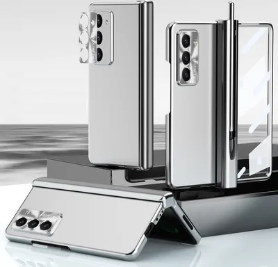 Image de Étui pour Samsung Galaxy Z Fold 5 protection magnétique avec porte-stylo, étui de protection avec lentille et film d'écran Silver