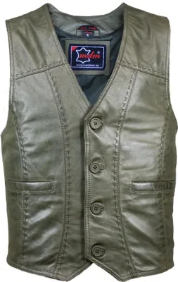 Produktbild von Klassische Lederweste aus Lamm Nappa Leder – Elegant & Zeitlos, Weiches Leder(M,Grün)