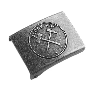 Produktbild von Koppelschloss Bergbau Glück Auf – vintage/eisengrau - für Lehrling, Geselle und Meister - für 4,5 cm breite Koppelgürtel