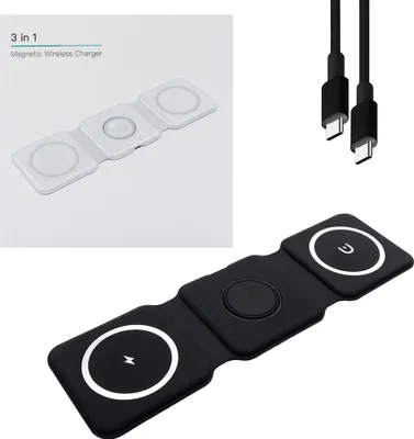Zdjęcie produktu dla Ecobox Ładowarka Magsafe Bezprzewodowa Czarny 3W1 15W