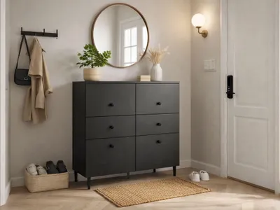 Produktbild von MONCLERO GF1 | Kommode LAVRE 4D2S 100 cm Schwarz Matt – Sideboard mit 4 Türen und 2 Schubladen Loft Design Wohnzimmer Schlafzimmer 100x103x42 cm