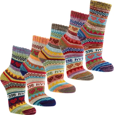 Produktbild von 3 Paar bunte Hygge Norweger Socken Baumwolle mit schönem Muster Kinder 23/26 bunt